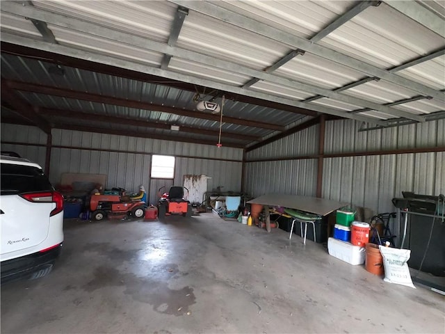 garage with a garage door opener