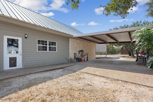 view of patio featuring a carport