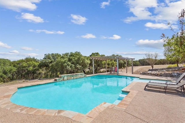 view of swimming pool with a pergola and a patio area