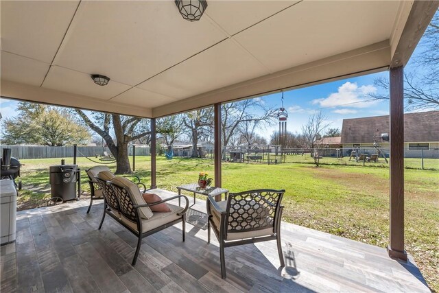 view of patio featuring a fenced backyard