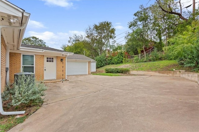 exterior space featuring a garage