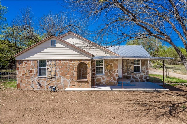 view of front of home with a patio