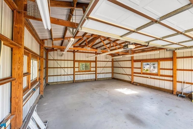 garage with a garage door opener