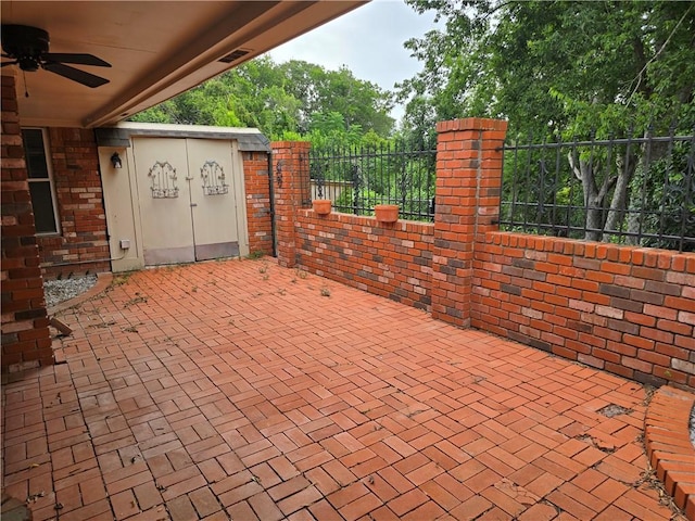 view of patio / terrace with ceiling fan