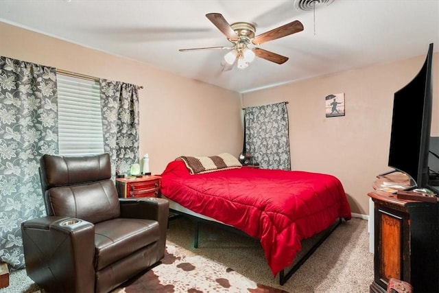 bedroom with carpet and ceiling fan