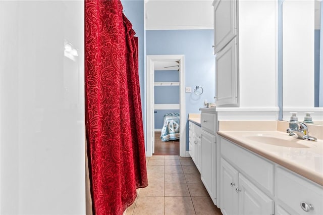 bathroom featuring vanity and tile patterned flooring