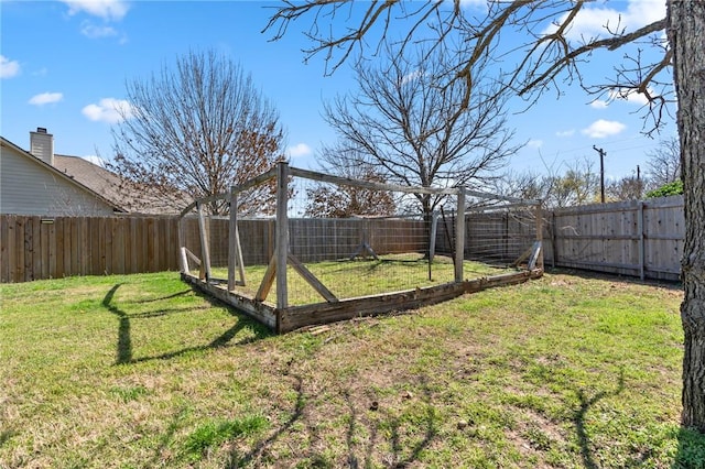 view of yard with a fenced backyard