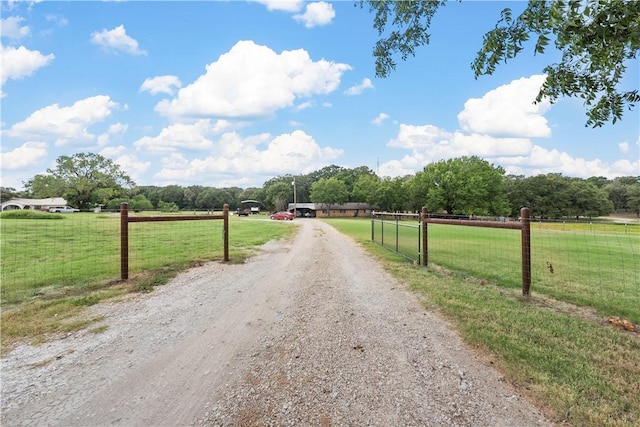 view of street with a rural view