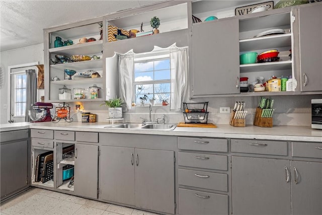 kitchen featuring gray cabinets and sink