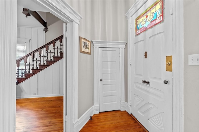 entrance foyer featuring light wood-type flooring