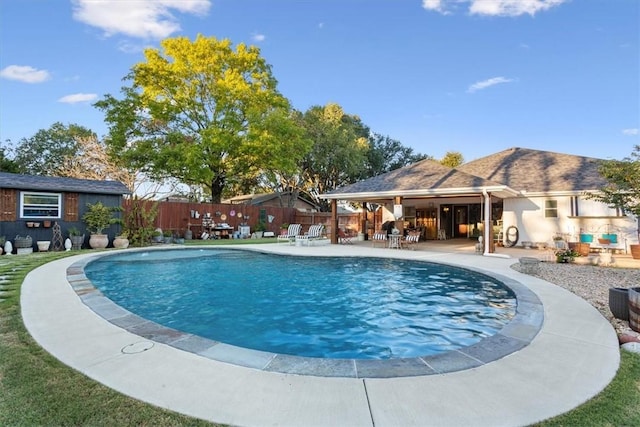 view of pool featuring a patio area