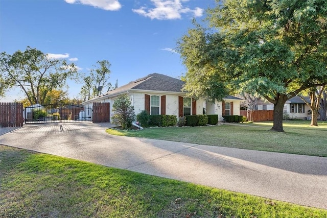 ranch-style home with a front yard