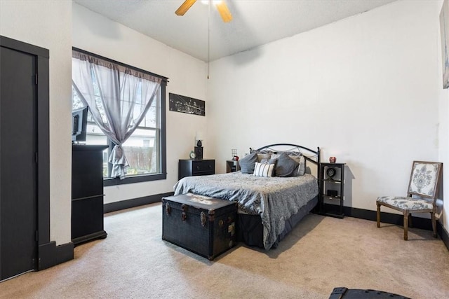 bedroom with carpet floors and ceiling fan