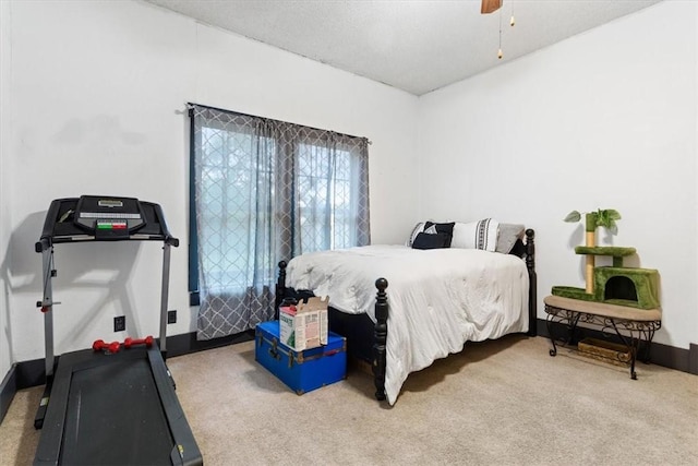 bedroom featuring carpet and ceiling fan