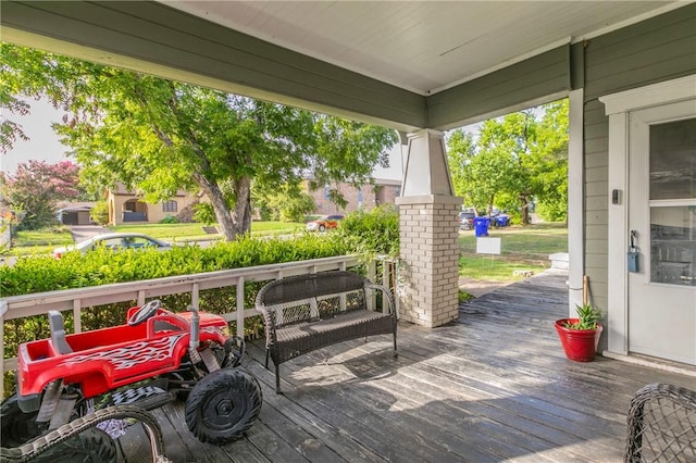 deck with a porch