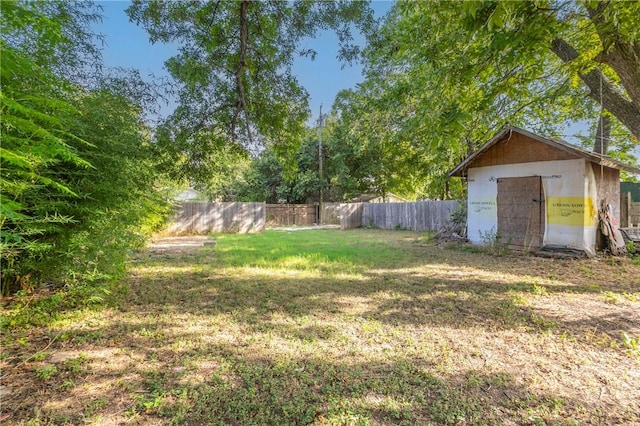 view of yard with a shed