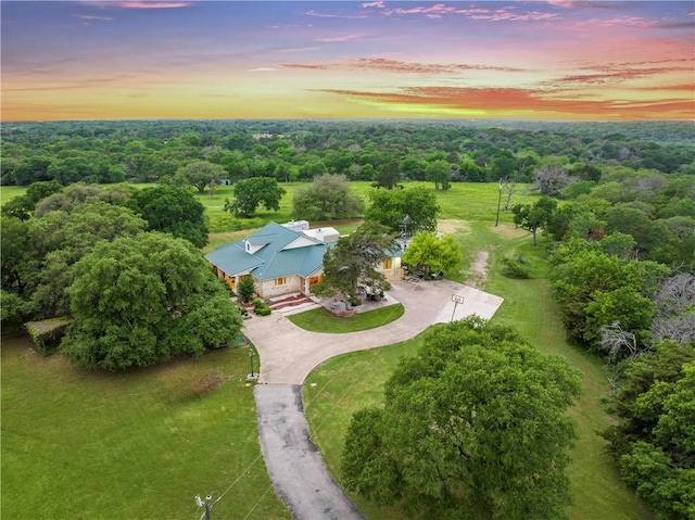 view of aerial view at dusk