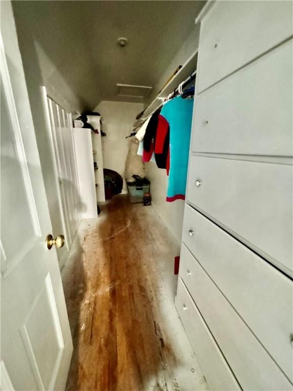 walk in closet featuring wood-type flooring