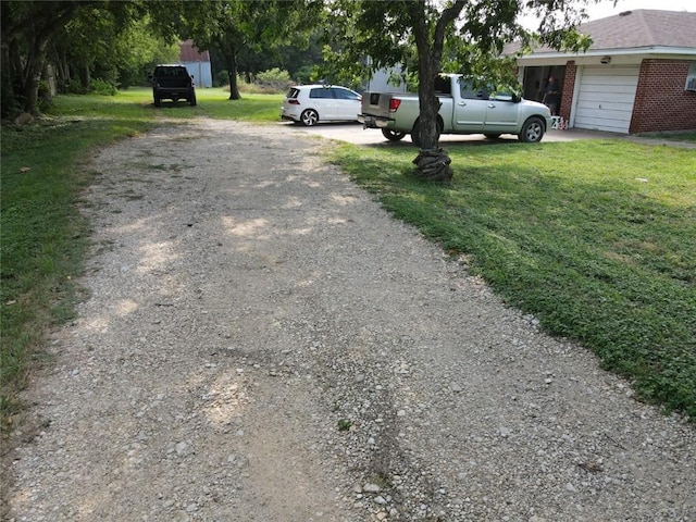 exterior space with a garage