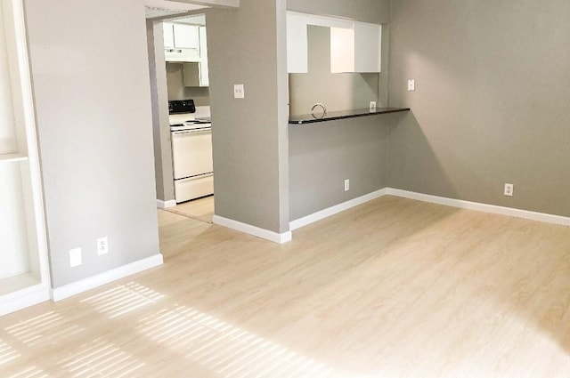 empty room with light hardwood / wood-style flooring