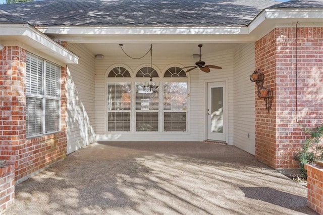 view of patio with ceiling fan