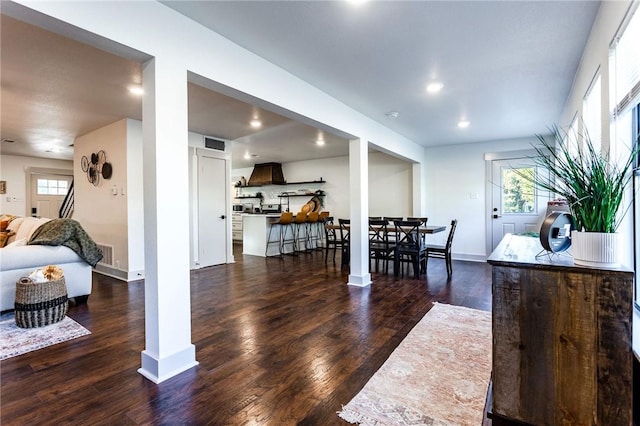 interior space featuring dark hardwood / wood-style floors