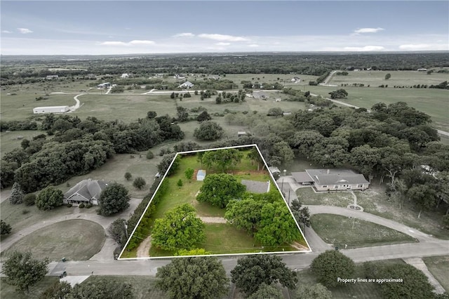 aerial view featuring a rural view