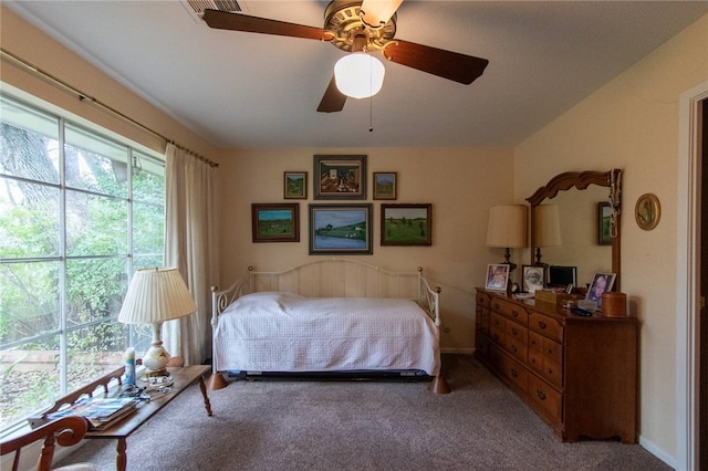 bedroom with carpet and ceiling fan