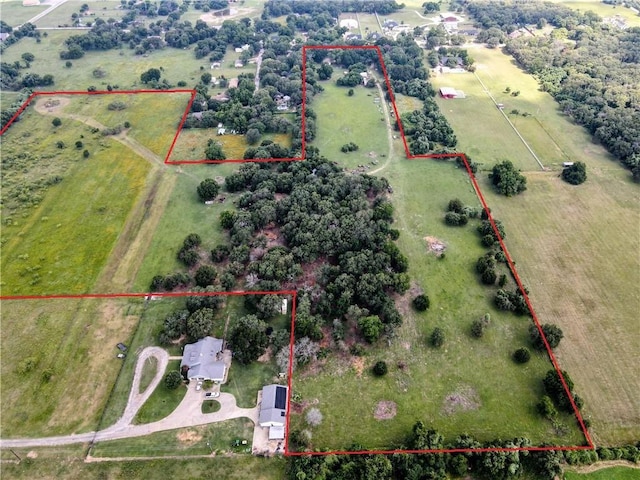 drone / aerial view with a rural view