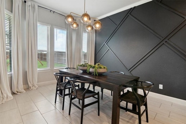 dining space featuring a healthy amount of sunlight and light tile patterned floors