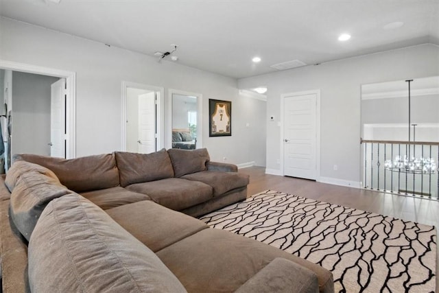 living room featuring wood-type flooring