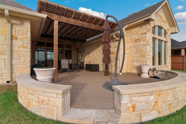 view of patio with a pergola