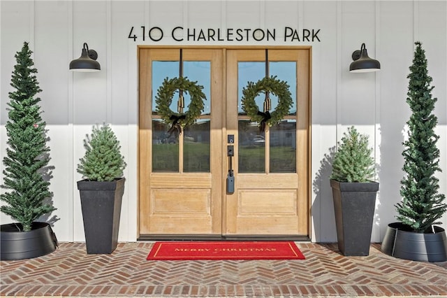 entrance to property with french doors