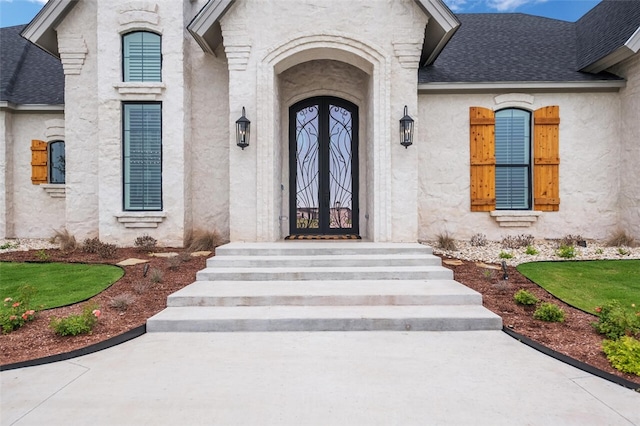 property entrance with french doors