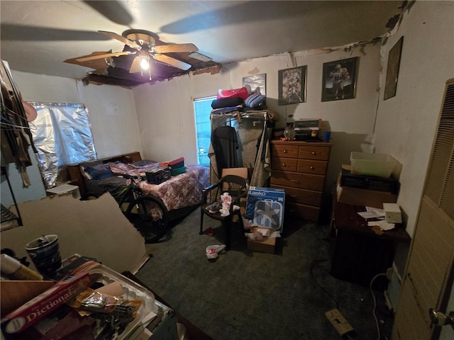 bedroom with carpet and ceiling fan