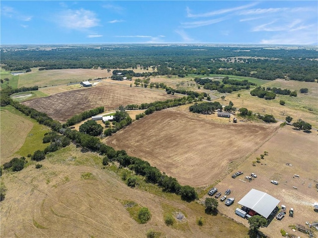 drone / aerial view with a rural view