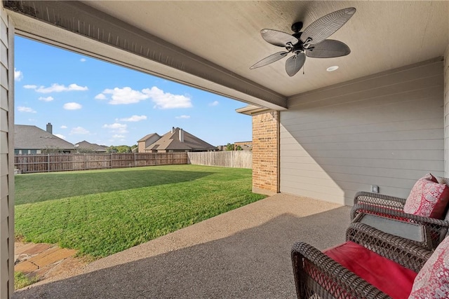 view of patio with ceiling fan