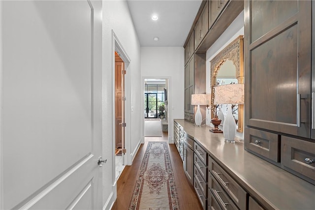 hall featuring dark hardwood / wood-style floors