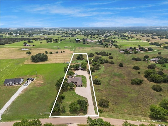 bird's eye view featuring a rural view