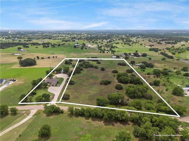 aerial view featuring a rural view