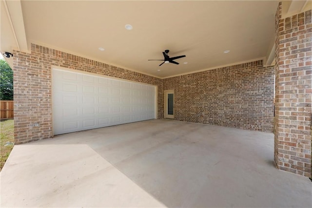 view of patio / terrace with a garage