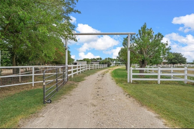 view of road with a rural view