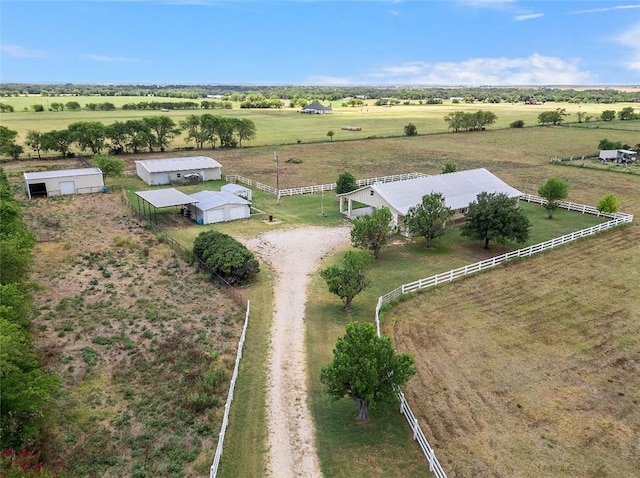 drone / aerial view with a rural view