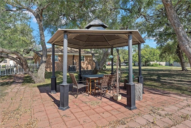 view of patio featuring a gazebo