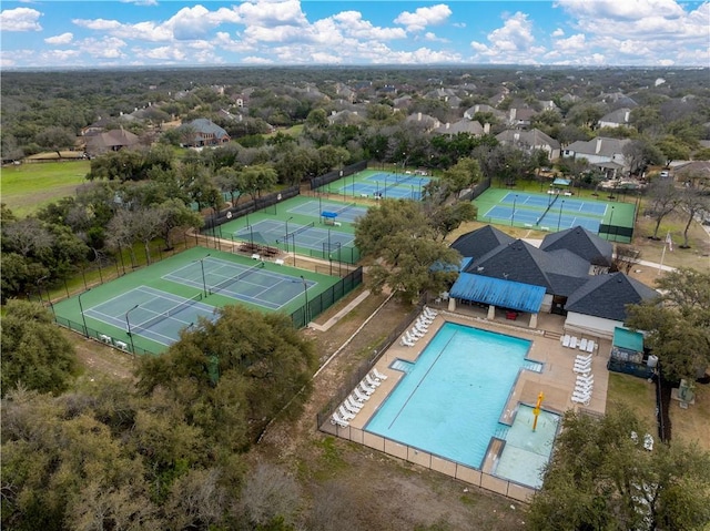 bird's eye view with a residential view