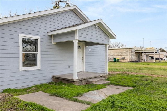 exterior space featuring a yard