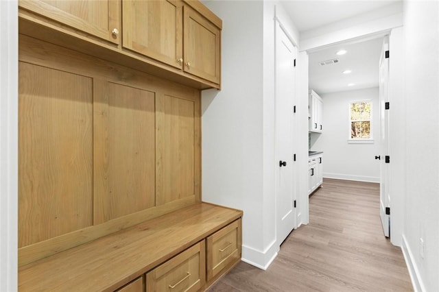 mudroom with light wood-type flooring