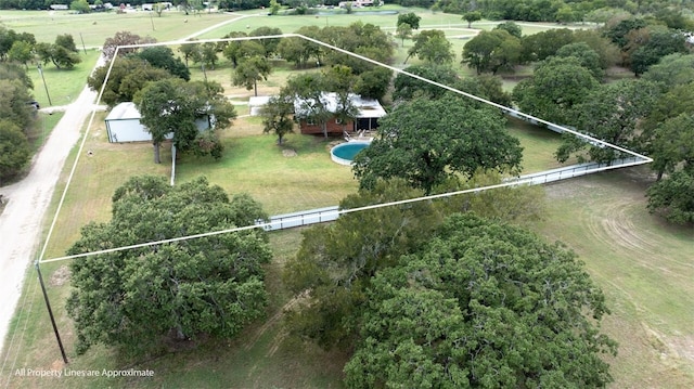 drone / aerial view featuring a rural view