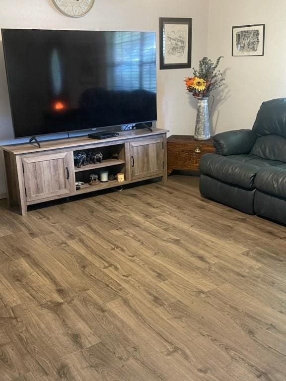 living room with light hardwood / wood-style flooring