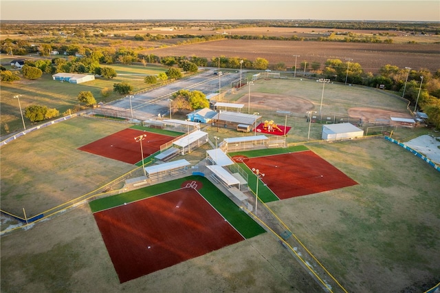 view of aerial view at dusk